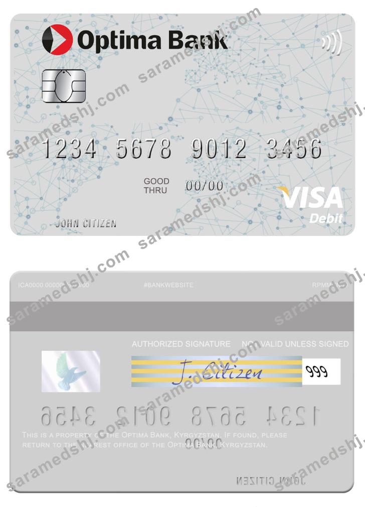 Kyrgyzstan Optima Bank visa debit card